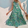 Womens Summer Loose Fit Maxi Dress Casual V Neck Sleeveless Bohemian Floral Print Long Beach Sundresses - 2 of 4