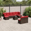 vidaXL 10 Piece Patio Sofa Set with Cushions Brown Poly Rattan - Brown and Red With Table - 2 of 4