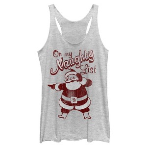 Women's Lost Gods Christmas Santa on my Naughty List Racerback Tank Top - 1 of 3