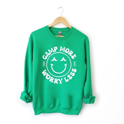 Simply Sage Market Women's Graphic Sweatshirt Camp More Worry Less Smiley Face