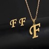 Initial Letter Pendant Necklace Earrings Set for Women Gold Plated Stainless Steel by Ginger Lyne - 2 of 4