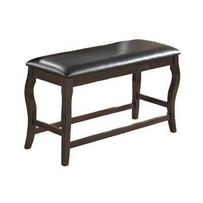 Wooden Cushioned Bench with Curvy Legs Gray - Benzara