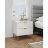 Sapphtopaz Modern Nightstand with 2 Vertical Textured Drawers Bedside Table with Splayed Gold Metal Legs & Handles Night Stand for Bedroom - 4 of 4