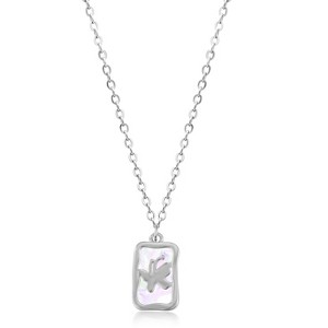 Molenia Dainty Gold Necklace for Women: 925 Sterling Silver Mother of Pearl Necklace Shell Square Pendant Butterfly Necklace Fashion Jewelry Gifts - 1 of 4