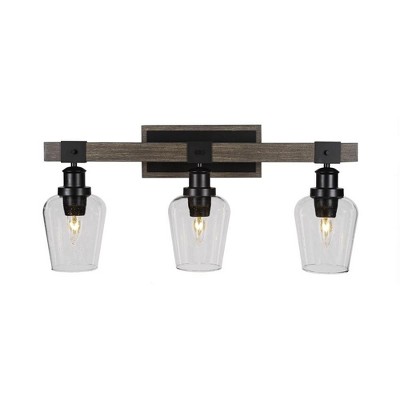 Toltec Lighting Tacoma 3 - Light Vanity in  Black/Painted Wood with 5" Clear Bubble Shade