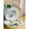 Essential Decor & Beyond 4-Piece Set Ivory and Blue Capiz Oval Tray with Handle Decorative Accent - 2 of 3