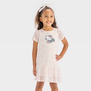 Toddler Girls' Hello Kitty Sporty Mesh Double Layer Dress - Ivory - 1 of 4