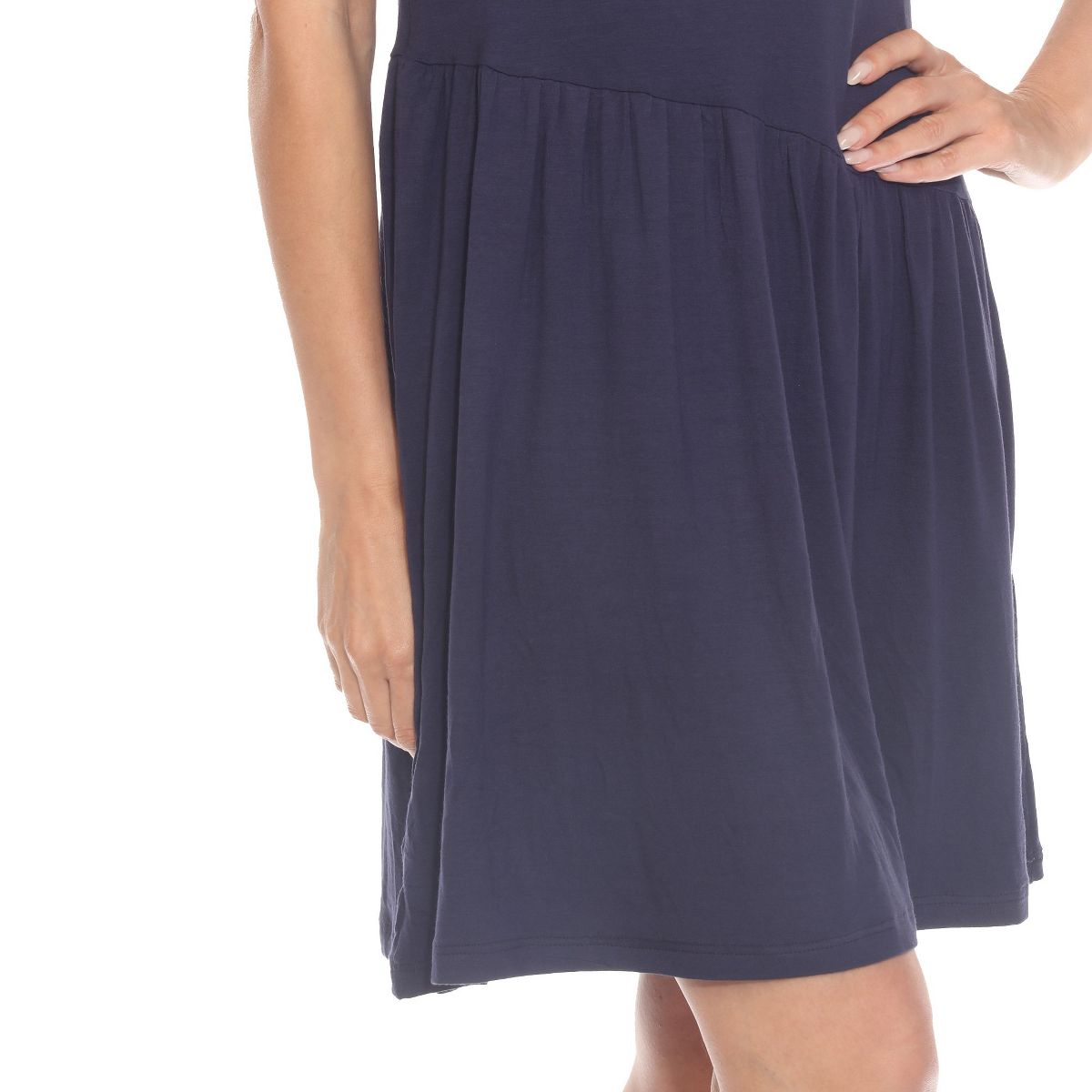 Women's Asymmetrical Waist and Short Sleeve Swing Dress - White Mark - thumbnail 4