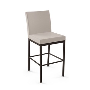 30" Perry Plus Barstool Cream/Dark Brown - Amisco: Upholstered, High Backrest, Metal Frame - 1 of 4