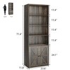 Bookcase with Doors Industrial Bookshelf 11.8in Depth Display Storage Shelves 71.4in Tall Farmhouse Bookcases - 2 of 4