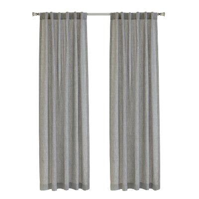 Habitat 100% Polyester Johnstown Light Filtering Faux Linen Textured Dual Header Curtain Panel Silver