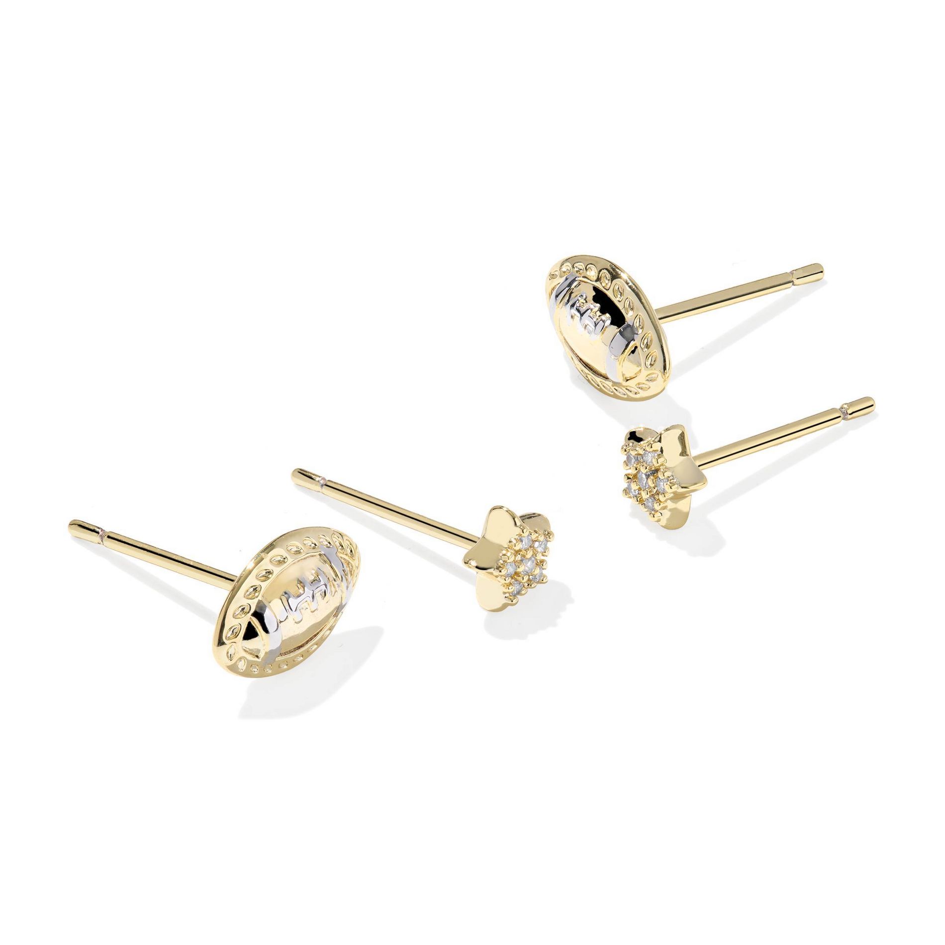 Kendra Scott Metal Football Stud Earring Set 2pc - Gold/Brown