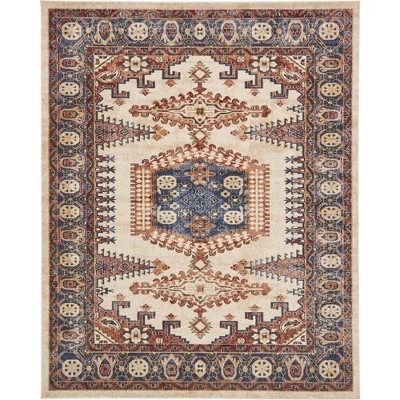 Handmade Ivory Abstract 8' x 10' Easy Care Synthetic Rug
