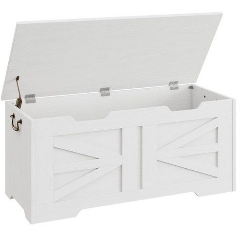 Storage Chest 39.4 Storage Bench With Safety Hinge Flip Top Wood Blanket Storage Trunks Chest For Entryway Living Room White Target