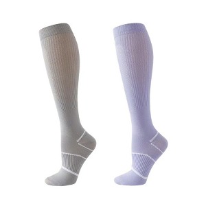 Anna-Kaci Women's Knee High Compression Socks with Arch Support and Stretch Fit for Running and Recovery 2-Pack - 1 of 4