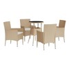 vidaXL 5 Piece Patio Bistro Set with Cushions Beige Poly Rattan - 3 of 4