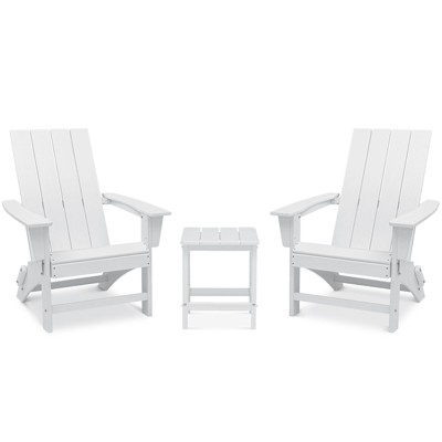 GARPROVM 2 Upgraded Folding HDPE Adirondack Chairs with Side Table Weather-Resistant For Outdoor