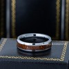 Jewelry Avalanche 6mm Beveled Mahogany Wood Inlay Tungsten Carbide Men Women Wedding Band - 3 of 4