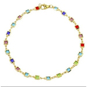 RMZ GOLD NYC LIGHT MULTI COLOR CRYSTAL SQUARE ANKLE BRACELET - 1 of 2