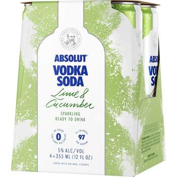 Absolut Lime & Cucumber Sparkling Vodka Soda - 4pk/355ml Cans