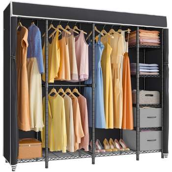 Vipek V5e Heavy Duty Portable Closets Large Clothing Rack With Hanging  Closet Organizer Metal Freestanding Wardrob Closet Rack, Black : Target