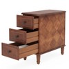 Lirago Brown Wood Nightstand Fully Assembled Narrow 3 Drawer Side Table 23.62x11.81x25.6 Solid Wood MDF Storage Furniture - 2 of 2
