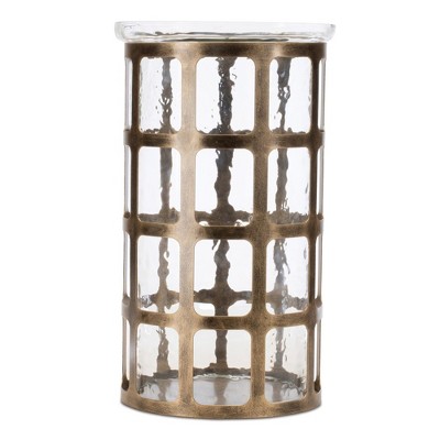 Melrose Framed Wavy Glass Candle Holder 12.25"H