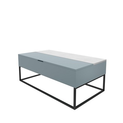 Powder Blue and Black Metal Lift-Top Cocktail Table
