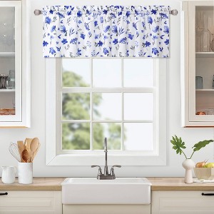 Farmhouse Watercolor Floral Flower Leaf Design Kitchen Curtains for Cafe Bathroom - 1 of 4