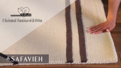 Ivory and Black Hand-Tufted Wool Abstract Area Rug, 6' x 9'