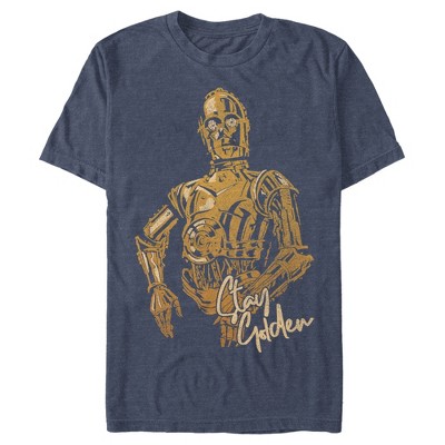 Men's Star Wars: The Rise of Skywalker C-3PO Stay Golden T-Shirt - Navy  Blue Heather - 3X Large