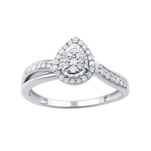 GILDED 1/4 CTTW Natural Diamond Pear & Heart Shaped Ring in Sterling Silver with Miracle Plating, Size 7 - 1 of 4