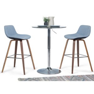 CAVINAS Linen/Faux Leather Counter Height Bar Stools Set of 2,Bent Wood Counter Stools with Chrome Footrest,Armless Barstools for Kitchen Island - 1 of 4