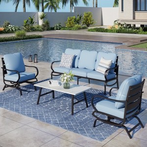 Captiva Designs 4 PCS Metal Patio Furniture Conversation Set with Rocking Armchairs for Garden Porch Backyard - 1 of 4