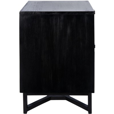Hedwig Coastal Black & Natural Rattan 2-Drawer Nightstand