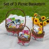 Wickerwise Set of 3 Rattan Woven Baskets with Handle and Plastic Lining, Sturdy and Stylish Picnic and Gift Baskets - 2 of 4