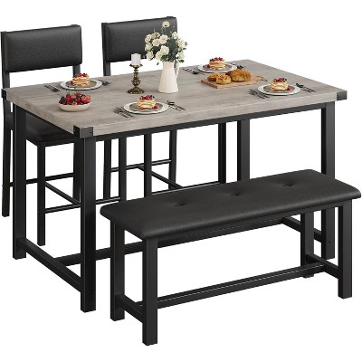 Coucheta 44.5" Dining Table Set for 4 - Kitchen Table with 2 Upholstered Chairs & Bench, Space-Saving, Easy Assembly
