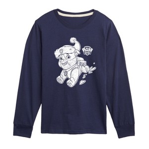 Boys' - Paw Patrol - Rubble Santa Hat Long Sleeve Graphic T-Shirt - 1 of 4