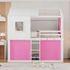 Twin/Full Size Bunk Wood House Bed with Tent, Fun Playhouse Design for Kids - ModernLuxe - 2 of 4