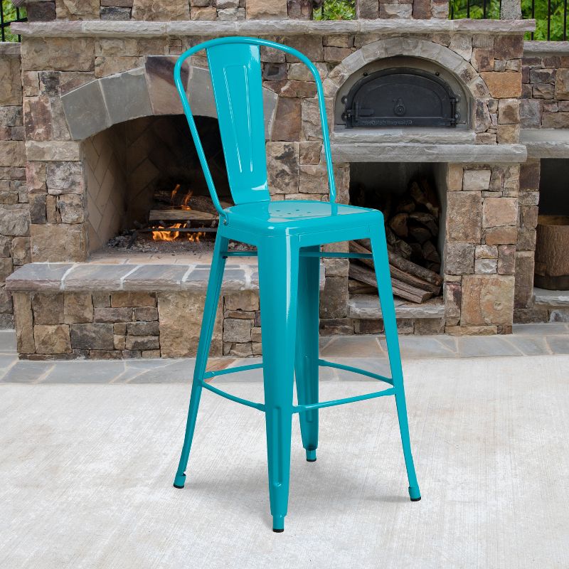 Flash Furniture Commercial Grade 30" High Metal Indoor-Outdoor Barstool with Back, 3 of 12