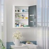 kleankin Bathroom Medicine Cabinet with Shelves Inside & On Door, Locking Medical Cabinet for Safety, First Aid Bathroom Wall Cabinet, White & Grey - 3 of 4