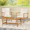 Christopher Knight Home Dunnigan Outdoor Acacia Wood Club Chair and Coffee Table Set with Cushions, Brown/Cream - 2 of 4