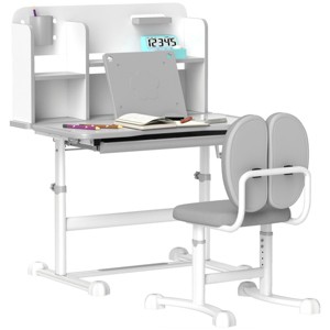 INFURNIC Kids Table Sets Height Adjustable Desk and Chair Set with Storage and Reading Rack for Study, Gray, 31.5"*21.7"*42.3" - 1 of 4