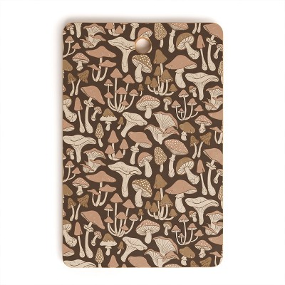 Avenie Mushrooms In Neutral Brown Cutting Board Rectangle -Deny Designs