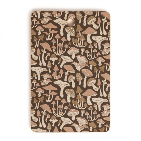 Avenie Mushrooms In Neutral Brown Cutting Board Rectangle -Deny Designs - image 1 of 3