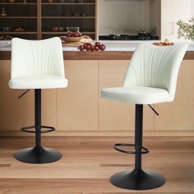 Resenkos Counter Bar Stools, Counter Stool,Swivel Bar Stools Set of 2,Modern Armless Barstool Chairs with Backs for Kitchen Island,White
