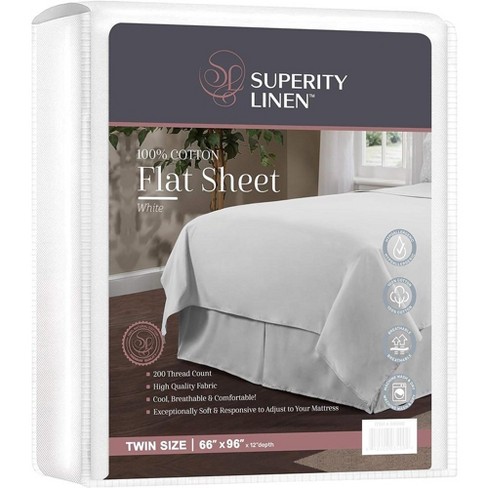 Superity Linen Cotton Flat Sheet White - Only Quality Fabrics Used and  Breathable, Machine Wash and Dry White Flat Sheets Twin Size (66x96)