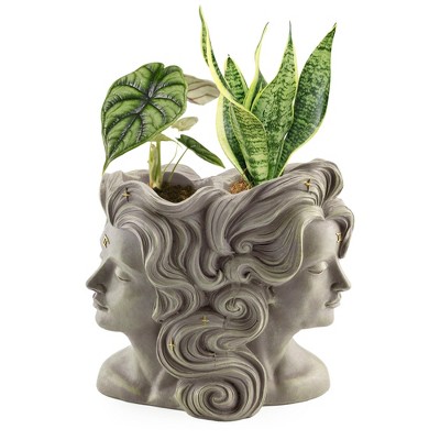 Esterno 2-Headed Gemini Planter; 2-Section Garden Pot Zodiac Home Decor