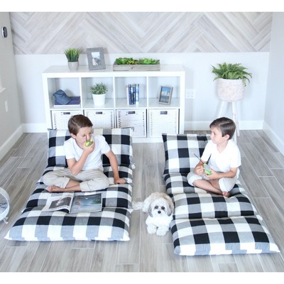 Black and White Plaid King Floor Lounger Cover