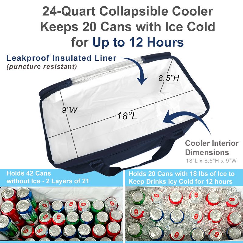 Picnic at Ascot Ultimate 24 - Quart Cooler- Combines Best Qualities of Hard & Soft Collapsible Coolers, 5 of 6